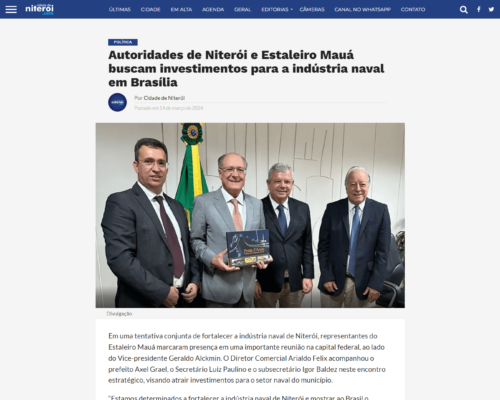 Autoridades de Niterói e Estaleiro Mauá buscam investimentos para a Indústria Naval em Brasília