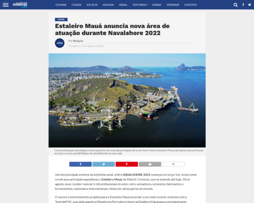 Estaleiro Mauá anuncia nova área de atuação durante Navalshore 2022