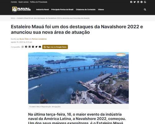 Estaleiro Mauá foi um dos destaques da Navalshore 2022 e anunciou sua nova área de atuação