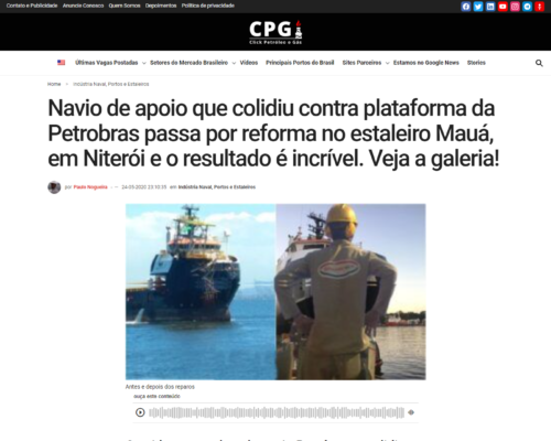 Navio de apoio que colidiu contra plataforma da Petrobras passa por reforma no estaleiro Mauá, em Niterói e o resultado é incrível