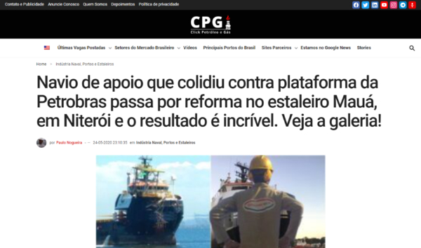 Navio de apoio que colidiu contra plataforma da Petrobras passa por reforma no estaleiro Mauá, em Niterói e o resultado é incrível